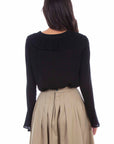 Ruffle Lace Up Blouse - RW619