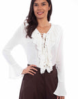Ruffle Lace Up Blouse - RW619