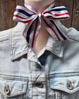 Red, White and Blue Stripes Western Skinny Mini Wild Rag Scarf / Cowgirl Necktie
