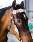 Two Tone Floral Pink and White Browband/ Breastcollar Tack Set
