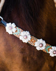 Two Tone Floral Pink and White Browband/ Breastcollar Tack Set
