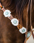 Zebra Turquoise and White Browband / Breastcollar Tack Set
