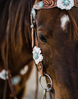 Zebra Turquoise and White Browband / Breastcollar Tack Set