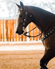 Dark Oil Floral Copper Dot Turquoise Cabochon Browband / Breastcollar Tack Set
