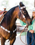 Two Tone Floral Pink and White Browband/ Breastcollar Tack Set