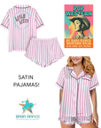 Baha Ranch Retro Pop Western Wild West Pink Pin Stripe Satin Pajamas