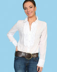 100% Cotton Center Ruffle Blouse - SH015