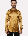 Men's Satin Gold Dress Shirt