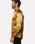 Men's Satin Gold Dress Shirt