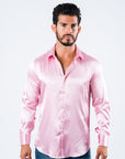 Men's Satin Pink Dress Shirt