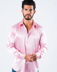 Men's Satin Pink Dress Shirt