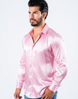 Men's Satin Pink Dress Shirt