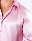 Men's Satin Pink Dress Shirt