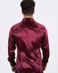 Men's Satin Wine Dress Shirt