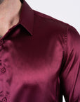 Men's Satin Wine Dress Shirt