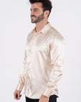 Men's Satin Cream Dress Shirt