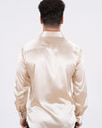 Men's Satin Cream Dress Shirt