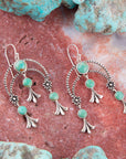 Floral Chandelier Blue Turquoise and Sterling Silver Earrings