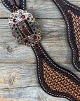 Two Tone Foxtail Ruby/Jet/Champagne Spur Straps - Copper Flower