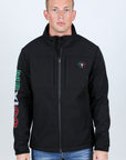 Mens Softshell Water-Resistant Jacket with Mexico Embroidery - Black