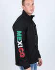 Mens Softshell Water-Resistant Jacket with Mexico Embroidery - Black