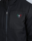Mens Softshell Water-Resistant Jacket with Mexico Embroidery - Black