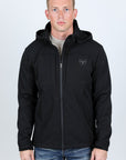 Mens Hooded Softshell Water-Resistant Jacket - Black