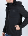 Mens Hooded Softshell Water-Resistant Jacket - Black