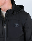Mens Hooded Softshell Water-Resistant Jacket - Black