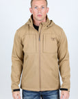 Mens Hooded Softshell Water-Resistant Jacket - Khaki