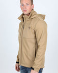 Mens Hooded Softshell Water-Resistant Jacket - Khaki