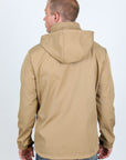 Mens Hooded Softshell Water-Resistant Jacket - Khaki