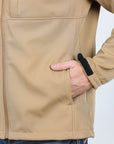 Mens Hooded Softshell Water-Resistant Jacket - Khaki