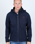 Mens Hooded Softshell Water-Resistant Jacket - Navy