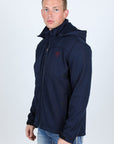 Mens Hooded Softshell Water-Resistant Jacket - Navy