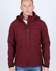 Mens Hooded Softshell Water-Resistant Jacket - Burgundy