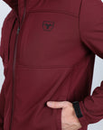 Mens Hooded Softshell Water-Resistant Jacket - Burgundy