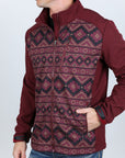 Mens Aztec Softshell Water-Resistant Jacket - Burgundy