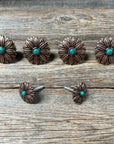 Copper Daisy Turquoise Western Concho W132