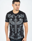 Men's Cotton Black Rhinestone T-shirt