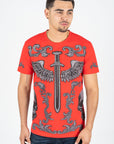 Men's Cotton Orange Rhinestone T-shirt
