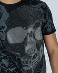 Men's Cotton Black Rhinestone T-shirt