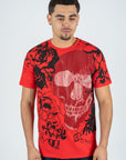 Men's Cotton Red Rhinestone T-shirt