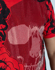 Men's Cotton Red Rhinestone T-shirt