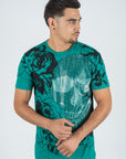 Men's Cotton Teal Rhinestone T-shirt