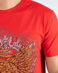 Men's Cotton Red Rhinestone T-shirt
