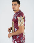 Men's Cotton Wine Rhinestone T-shirt