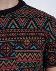 Men's Cotton Black Aztec Print T-shirt