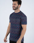 Men's Cotton Navy Aztec Print T-shirt