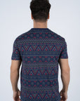 Men's Cotton Navy Aztec Print T-shirt